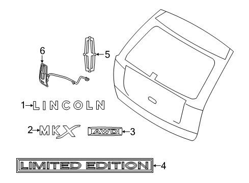 2014 Lincoln MKX Exterior Trim - Lift Gate Diagram