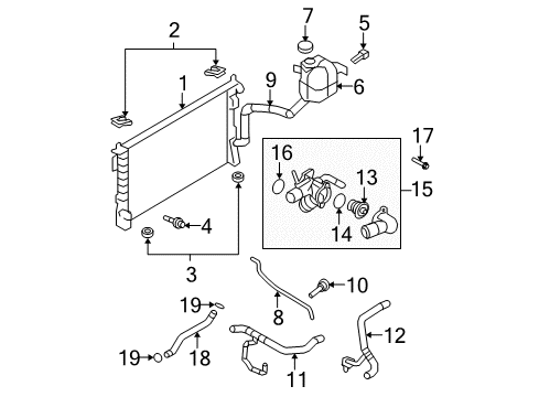 2007 Ford Edge Radiator & Components Diagram