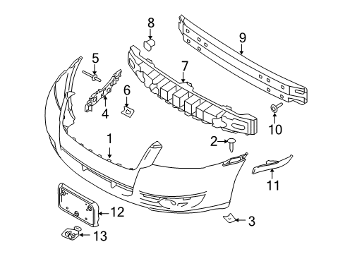 2009 Mercury Sable Isolator Assembly - Bumper Bar Diagram for 8T5Z-17C882-A