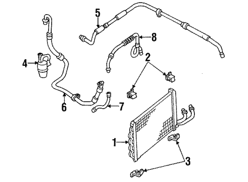 1992 Ford Tempo A/C Condenser, Compressor & Lines Diagram