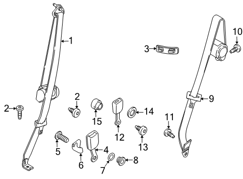 2010 Ford Transit Connect Connect Rear Center Seat Belt Diagram for 2T1Z-5860045-A