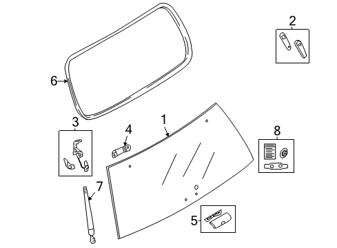 2009 Ford Explorer Glass & Hardware - Back Glass Diagram