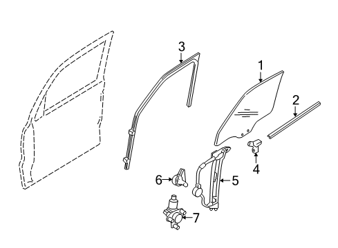 2007 Mercury Mariner Front Door - Glass & Hardware Diagram