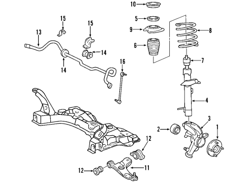 2003 Ford Focus Shock Absorber Assy - Front Diagram for 2M5Z-18124-BB