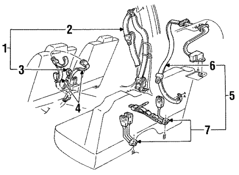 1993 Lincoln Continental Belt And Buckle Assembly Diagram for F1OY-54611B60-EE