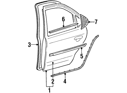 1995 Ford Contour Weatherstrip - Door Diagram for F8RZ-5425596-AA