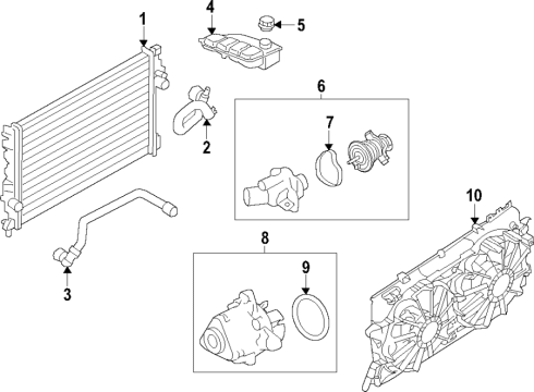 2022 Ford Edge Cooling System, Radiator, Water Pump, Cooling Fan Diagram