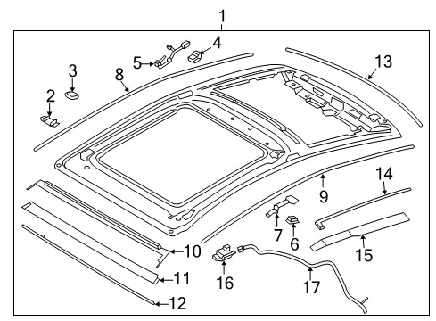 2015 Lincoln MKZ Panel - Roof Trim - Centre Diagram for DP5Z-5451968-A