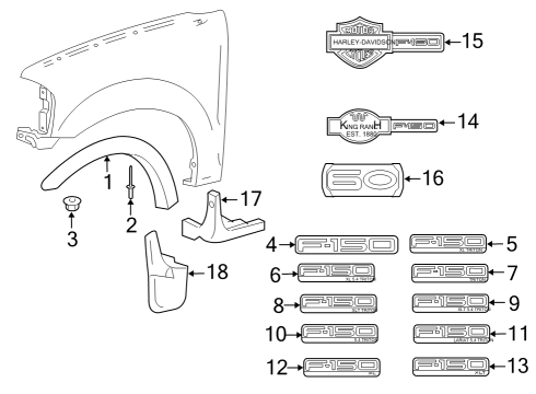 2005 Ford F-150 Exterior Trim - Fender Diagram