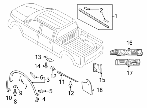 2019 Ford F-350 Super Duty Exterior Trim - Pick Up Box Diagram