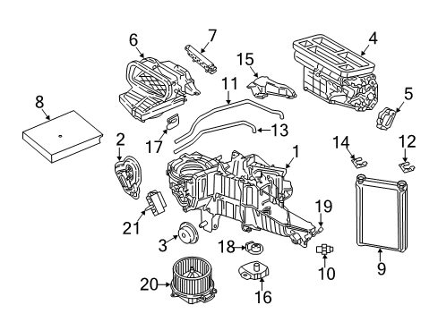 2017 Ford F-250 Super Duty A/C Evaporator & Heater Components Diagram