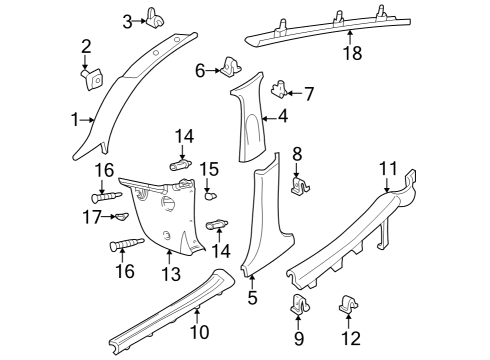 2002 Ford Focus Moulding - Roof Side Trim Diagram for YS4Z-7451749-BAB