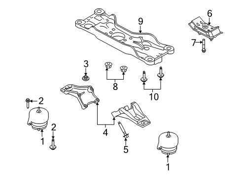 2012 Ford Mustang Engine & Trans Mounting Diagram