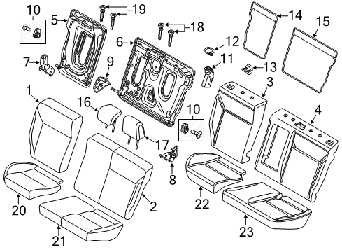 2017 Ford Focus Head Rest Assembly Diagram for F1EZ-58611A08-KA