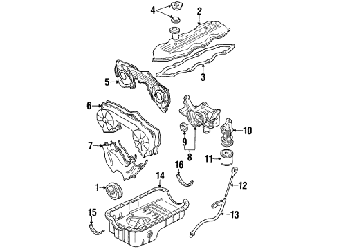 2001 Mercury Villager Engine Parts, Mounts, Cylinder Head & Valves, Camshaft & Timing, Oil Pan, Oil Pump, Crankshaft & Bearings, Pistons, Rings & Bearings Diagram