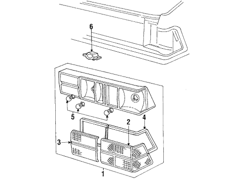 1987 Ford Escort Tail Lamps, License Lamps Diagram 3 - Thumbnail