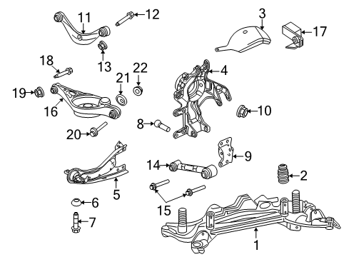 2010 Lincoln MKZ Rear Suspension Components, Lower Control Arm, Upper Control Arm, Stabilizer Bar Diagram