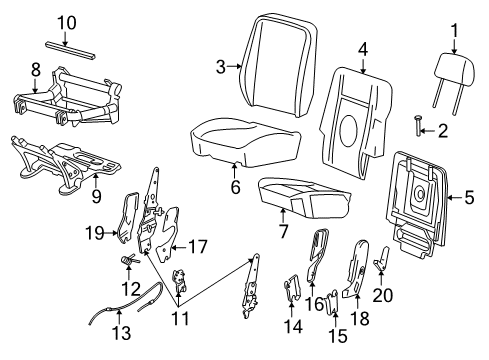 2004 Ford Explorer Rear Seat Cushion Cover Assembly Diagram for 4L2Z-7863805-BAA