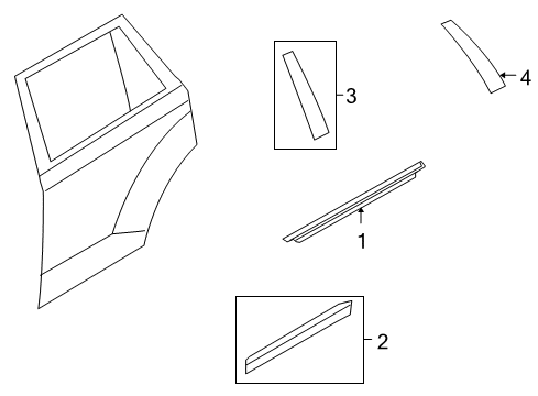 2007 Lincoln MKX Exterior Trim - Rear Door Diagram