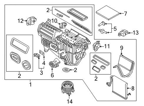 2015 Ford Edge A/C Evaporator Components Diagram