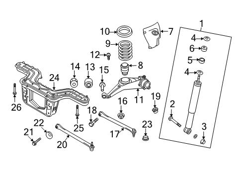 2008 Mercury Mariner Rear Suspension, Suspension Components Diagram 1 - Thumbnail