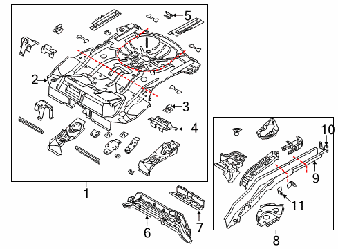 2013 Ford Focus Rear Body - Floor & Rails Diagram 2 - Thumbnail