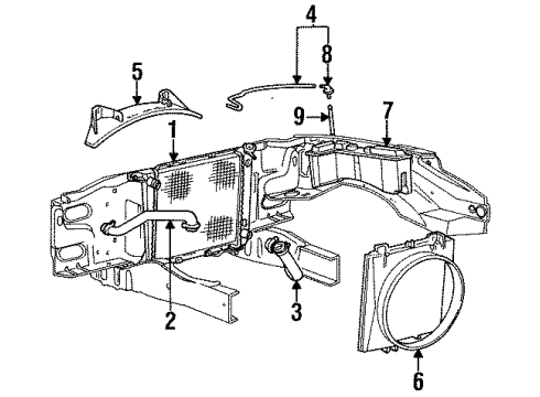 1995 Ford Ranger Radiator & Components Diagram