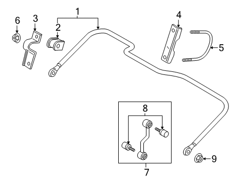 2020 Ford F-350 Super Duty Stabilizer Bar & Components - Rear Diagram