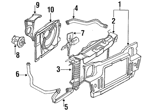 1992 Ford Tempo Radiator & Components, Radiator Support, Cooling Fan Diagram