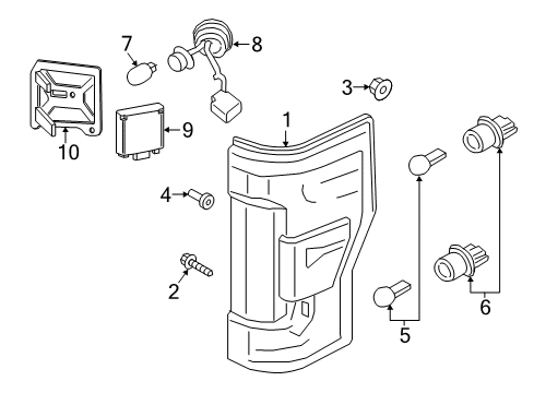 2021 Ford F-250 Super Duty Bulbs Diagram 4 - Thumbnail