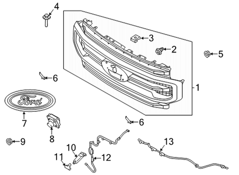 2022 Ford F-250 Super Duty Grille & Components Diagram