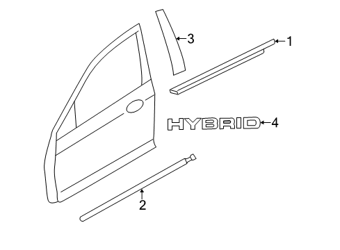 2012 Ford Fusion Exterior Trim - Front Door Diagram