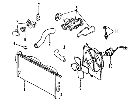 1997 Ford Probe Cooling System, Radiator, Water Pump, Cooling Fan Diagram