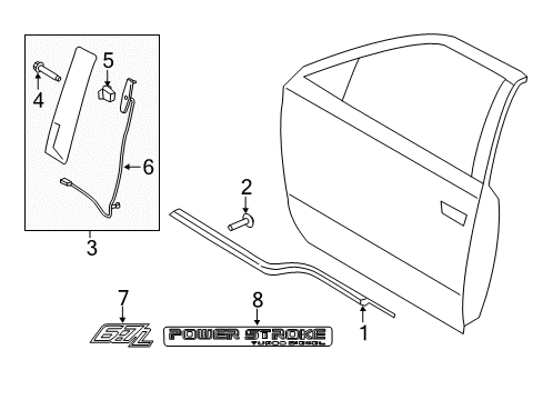 2017 Ford F-250 Super Duty Exterior Trim - Front Door Diagram