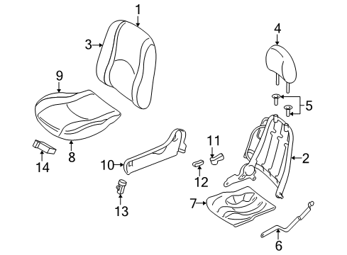 2007 Mercury Mariner Seat Back Cover Assembly Diagram for 6E6Z-7864417-CAB