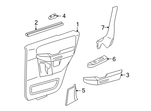 2003 Lincoln Aviator Interior Trim - Rear Door Diagram