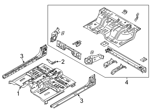 2020 Ford Ranger Cab - Floor Diagram