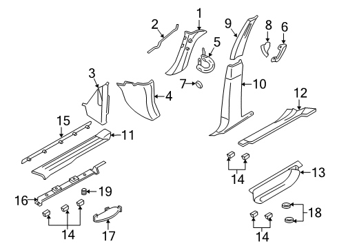 2007 Lincoln Navigator Interior Trim - Pillars, Rocker & Floor Diagram