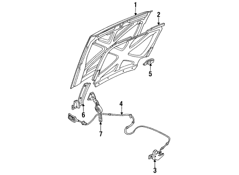 1993 Ford F-250 Hood & Components, Body Diagram