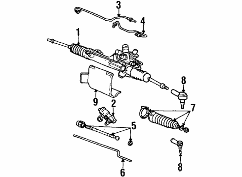 2000 Lincoln Continental Steering Column, Steering Gear & Linkage, Steering Wheel & Trim Diagram