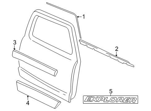 2003 Ford Explorer Sport Moulding - Door Outside Diagram for 1L2Z-9820878-AAA