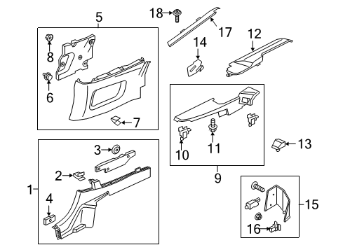 2023 Ford Mustang Interior Trim - Quarter Panels Diagram