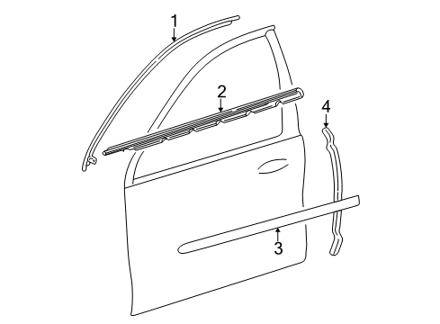 2004 Mercury Sable Exterior Trim - Front Door Diagram