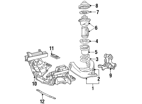 1996 Ford Mustang Front Suspension Components, Lower Control Arm, Stabilizer Bar Diagram