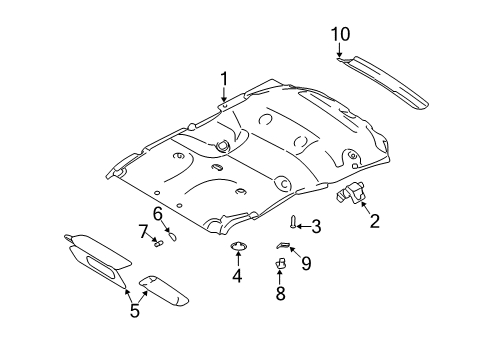 2003 Lincoln Navigator Moulding - Roof Opening Diagram for 2L1Z-7841308-AAA