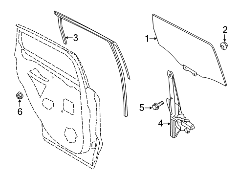 2015 Ford Escape Rear Door - Glass & Hardware Diagram