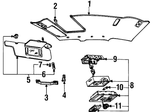 1999 Lincoln Town Car Interior Trim - Roof Diagram