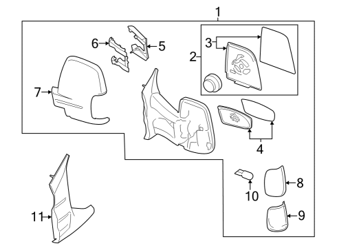 2022 Ford E-Transit Mirrors Diagram 1 - Thumbnail