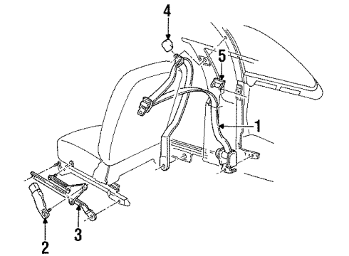 1997 Mercury Cougar Seat Belt Assembly Diagram for F5SZ-6361203-AAB