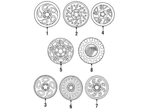 1998 Mercury Mountaineer Wheel Assembly Diagram for F8AZ-1007-EA